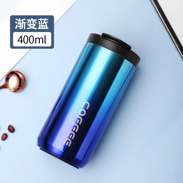 400ml Vacuum Insulated Coffee Mug – 304 Stainless Steel Leak-Proof Travel Thermos Cup with Lid, Portable Water Bottle for Hot & Cold Drinks (Great Gift)