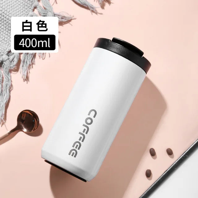 400ml Vacuum Insulated Coffee Mug – 304 Stainless Steel Leak-Proof Travel Thermos Cup with Lid, Portable Water Bottle for Hot & Cold Drinks (Great Gift)
