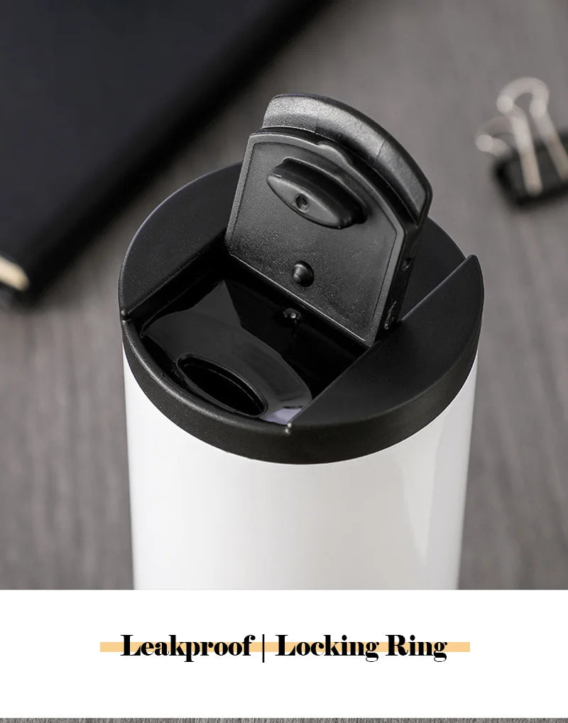 400ml Vacuum Insulated Coffee Mug – 304 Stainless Steel Leak-Proof Travel Thermos Cup with Lid, Portable Water Bottle for Hot & Cold Drinks (Great Gift)
