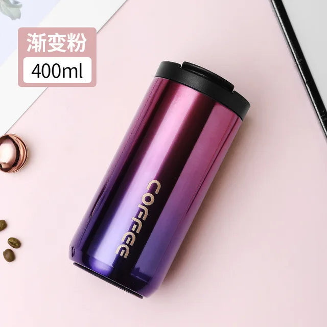 400ml Vacuum Insulated Coffee Mug – 304 Stainless Steel Leak-Proof Travel Thermos Cup with Lid, Portable Water Bottle for Hot & Cold Drinks (Great Gift)