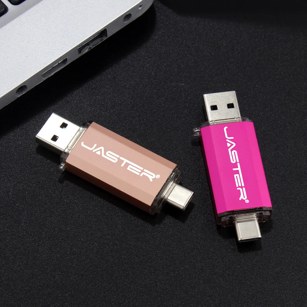 USB-C OTG Flash Drive by JASTER (4GB–128GB) – High-Speed Type-C Memory Stick USB 2.0 for Android, MacBook & PC