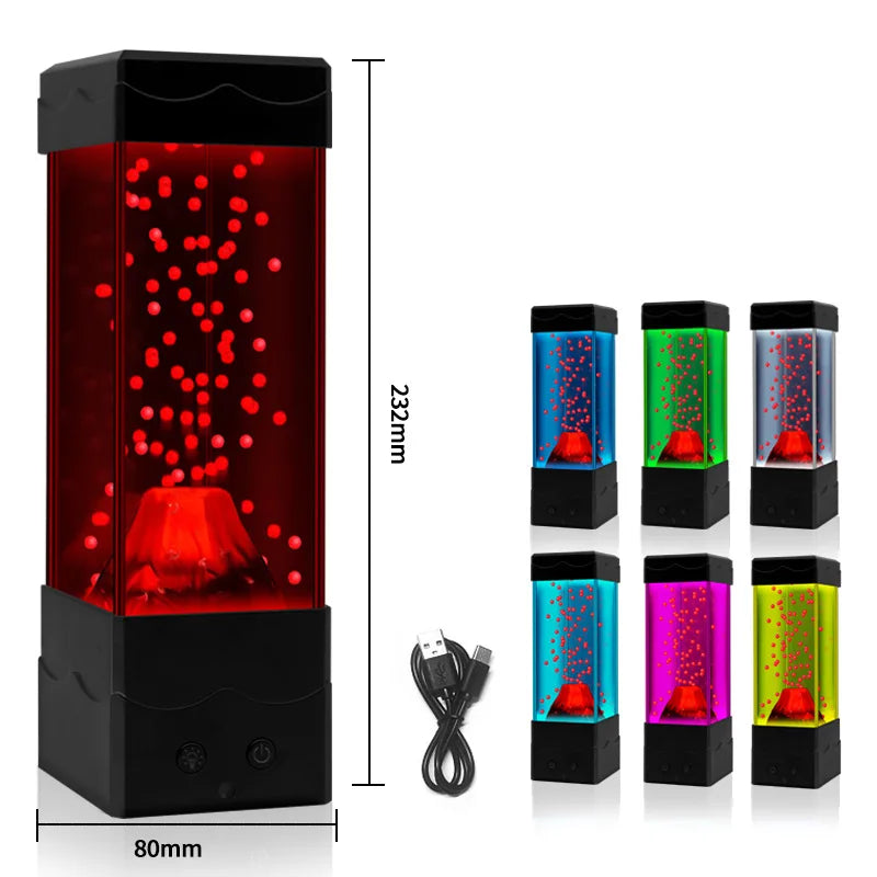 LED Volcano Lava Lamp – Kids Night Light with Mesmerizing Eruption Effect, Creative Desktop Bedroom Decor & DIY Gift for Boys & Girls