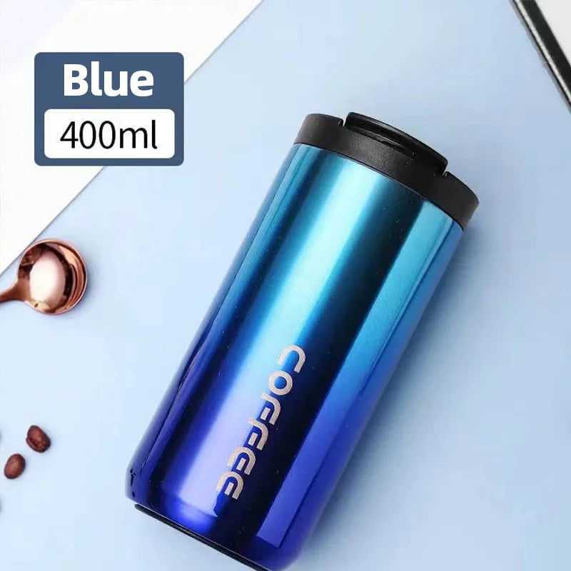 400ml Vacuum Insulated Coffee Mug – 304 Stainless Steel Leak-Proof Travel Thermos Cup with Lid, Portable Water Bottle for Hot & Cold Drinks (Great Gift)
