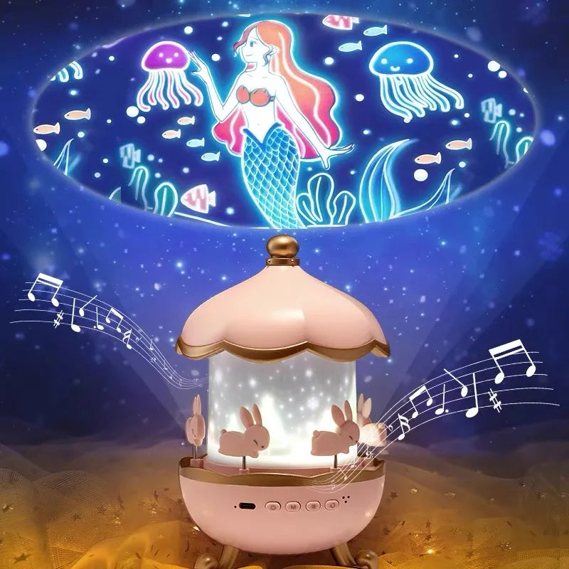 Kids Night Light Projector with Bluetooth – 21 Slide Films Star Projector, USB-Rechargeable Nursery & Bedroom Lamp (Perfect Birthday Gift)