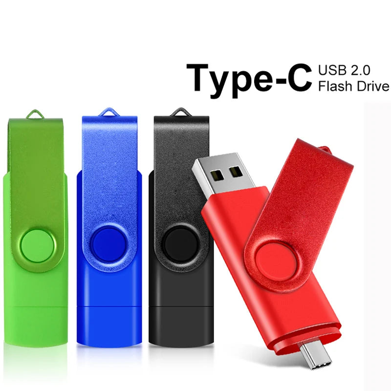 Metal 2-in-1 USB-C & USB-A OTG Flash Drive – Dual Memory Stick for Android/PC/Mac (4GB–128GB)