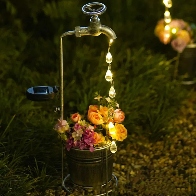 Solar Watering Can Sprinkler Light – Waterproof Outdoor Fairy “Water Droplet” Lamp for Flower Pots, Lawn & Courtyard (Auto On/Off)