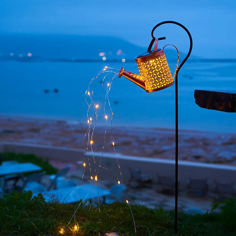 Solar Watering Can Sprinkler Light – Waterproof Outdoor Fairy “Water Droplet” Lamp for Flower Pots, Lawn & Courtyard (Auto On/Off)
