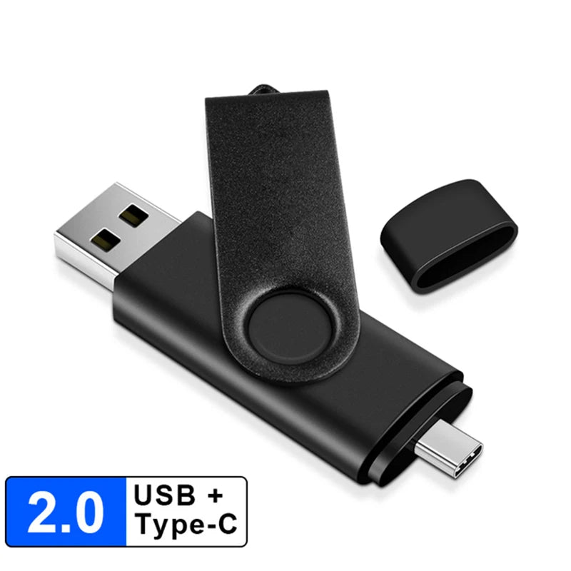 Metal 2-in-1 USB-C & USB-A OTG Flash Drive – Dual Memory Stick for Android/PC/Mac (4GB–128GB)