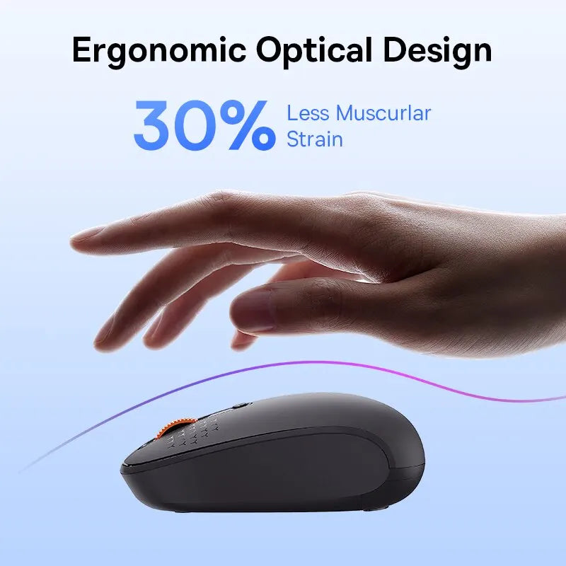 Baseus F01B Wireless Mouse – Bluetooth 5.0 & 2.4G Dual-Mode, Silent Click, 1600 DPI for MacBook, iPad, Laptop & PC