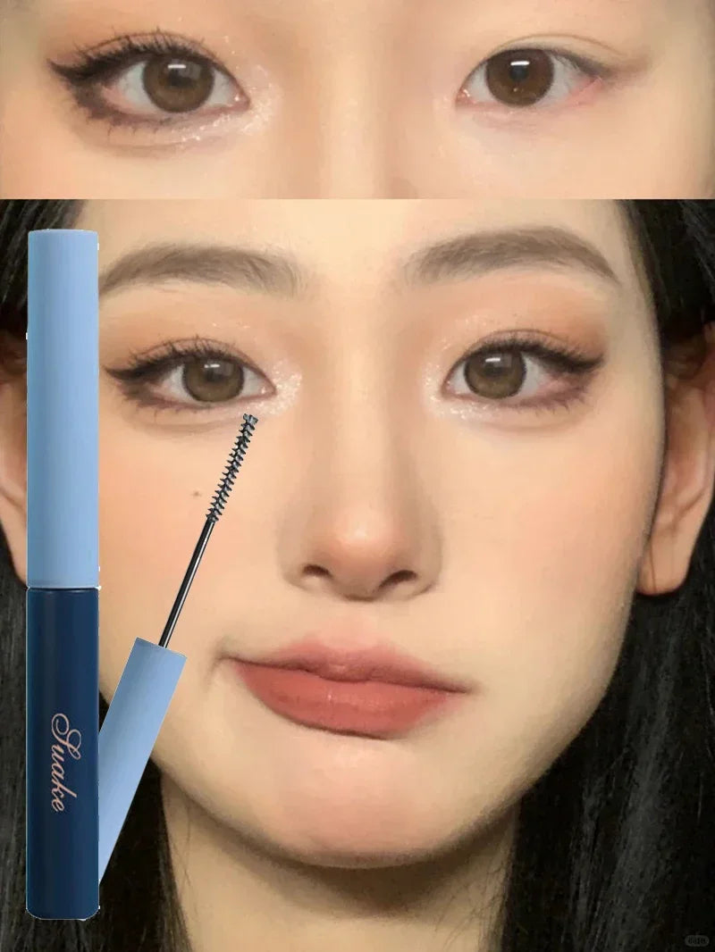 Ultra-Fine Waterproof Mascara – Lengthening & Curling, Smudge-Proof Brown with Precision Micro Brush for Natural, Clump-Free Volume