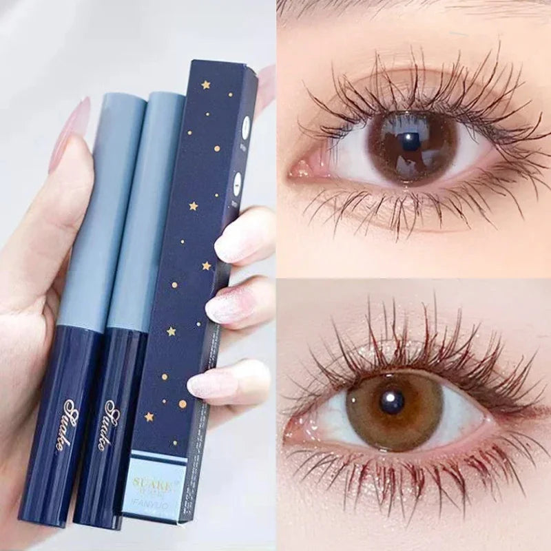 Ultra-Fine Waterproof Mascara – Lengthening & Curling, Smudge-Proof Brown with Precision Micro Brush for Natural, Clump-Free Volume