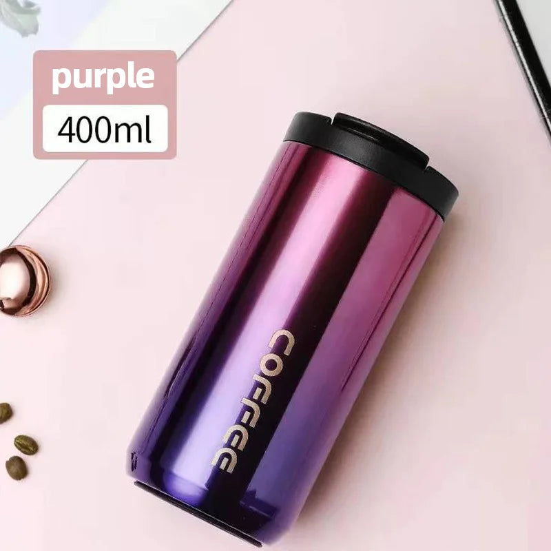 400ml Vacuum Insulated Coffee Mug – 304 Stainless Steel Leak-Proof Travel Thermos Cup with Lid, Portable Water Bottle for Hot & Cold Drinks (Great Gift)