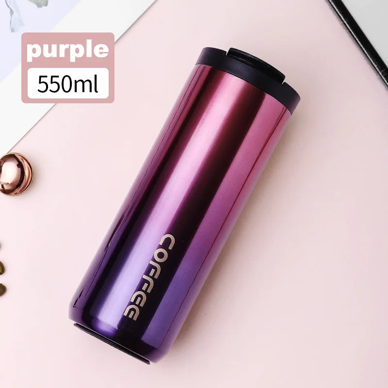 400ml Vacuum Insulated Coffee Mug – 304 Stainless Steel Leak-Proof Travel Thermos Cup with Lid, Portable Water Bottle for Hot & Cold Drinks (Great Gift)