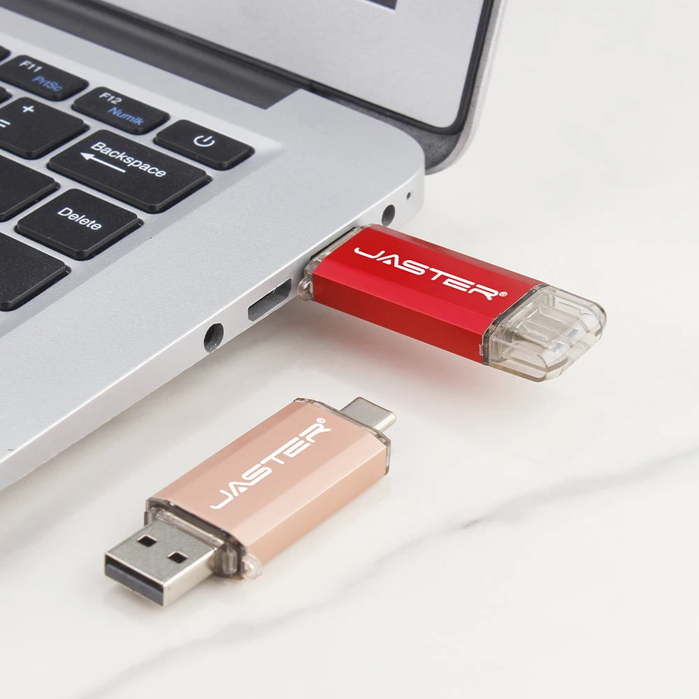 USB-C OTG Flash Drive by JASTER (4GB–128GB) – High-Speed Type-C Memory Stick USB 2.0 for Android, MacBook & PC