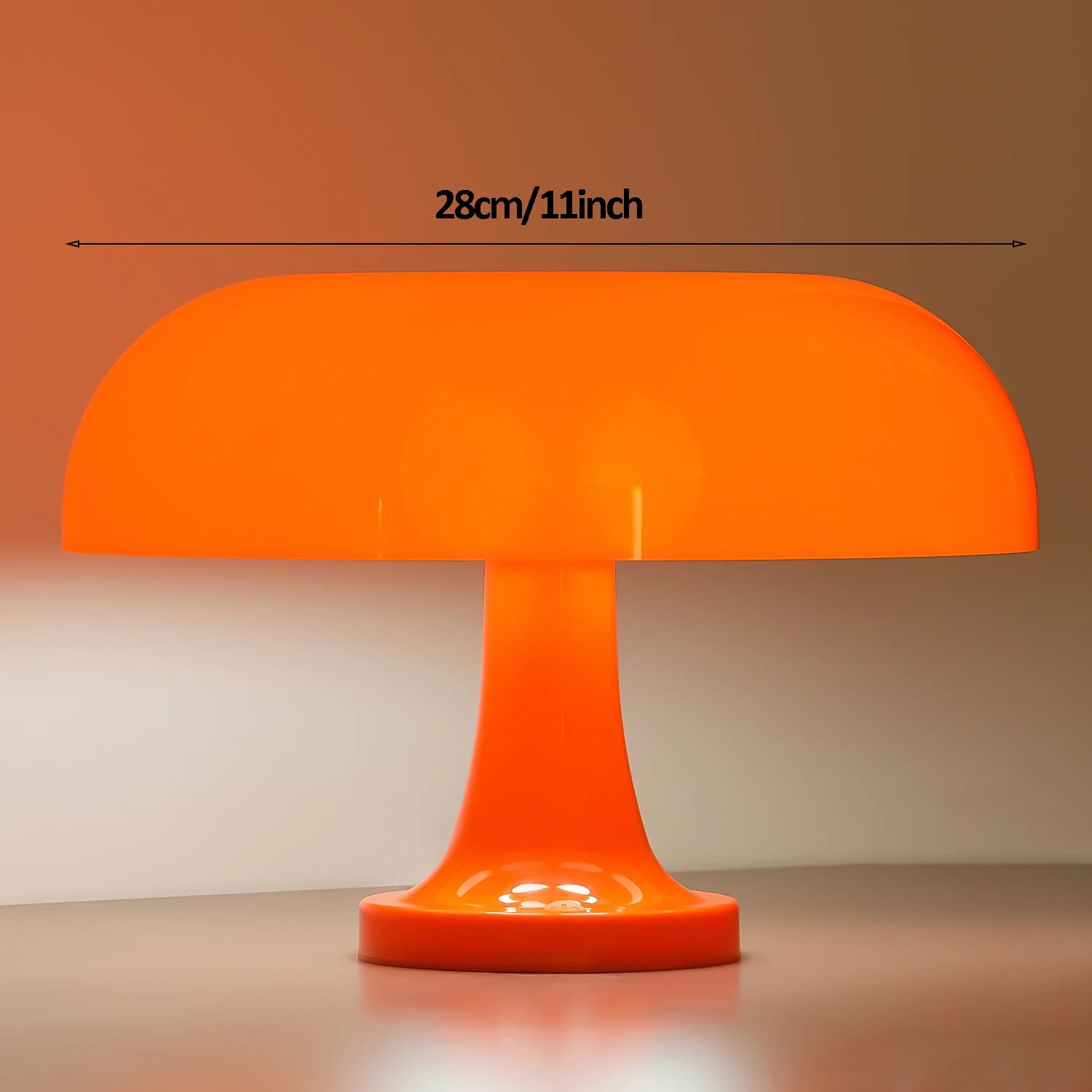 Classic Mushroom Table Lamp – Modern Bauhaus Danish Design Bedside Lamp, Retro Orange Dome Light for Bedroom & Living Room Decor