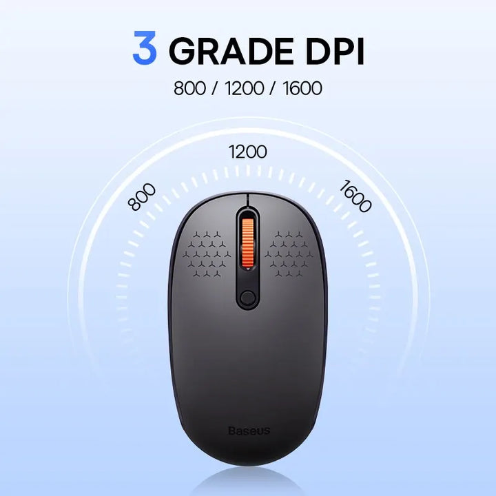 Baseus F01B Wireless Mouse – Bluetooth 5.0 & 2.4G Dual-Mode, Silent Click, 1600 DPI for MacBook, iPad, Laptop & PC