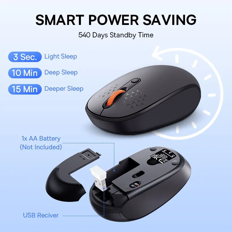 Baseus F01B Wireless Mouse – Bluetooth 5.0 & 2.4G Dual-Mode, Silent Click, 1600 DPI for MacBook, iPad, Laptop & PC