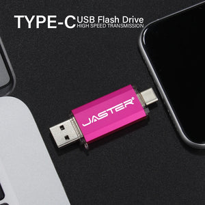 USB-C OTG Flash Drive by JASTER (4GB–128GB) – High-Speed Type-C Memory Stick USB 2.0 for Android, MacBook & PC