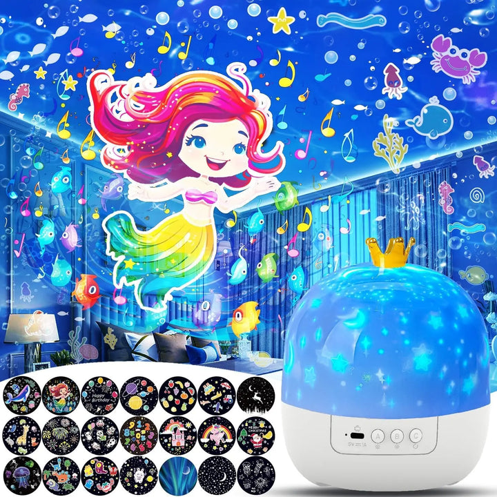 Galaxy Projector Night Light for Kids – Solar System Star Ceiling Lamp, 360° Rotating, 21 Slide Films, USB Powered Bedroom Décor