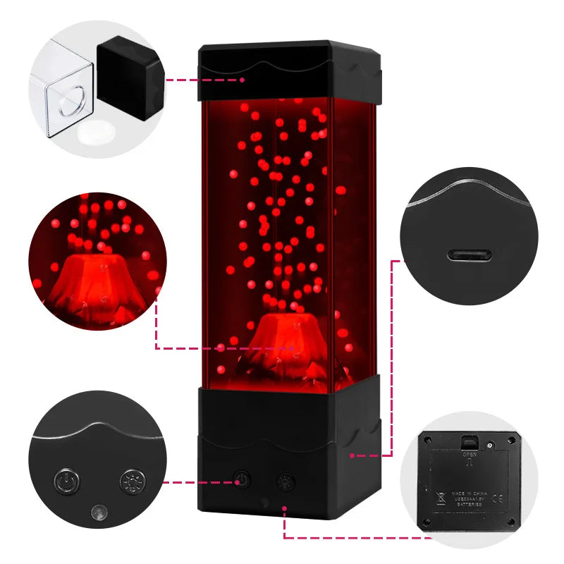 LED Volcano Lava Lamp – Kids Night Light with Mesmerizing Eruption Effect, Creative Desktop Bedroom Decor & DIY Gift for Boys & Girls