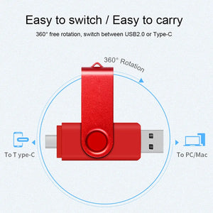 Metal 2-in-1 USB-C & USB-A OTG Flash Drive – Dual Memory Stick for Android/PC/Mac (4GB–128GB)
