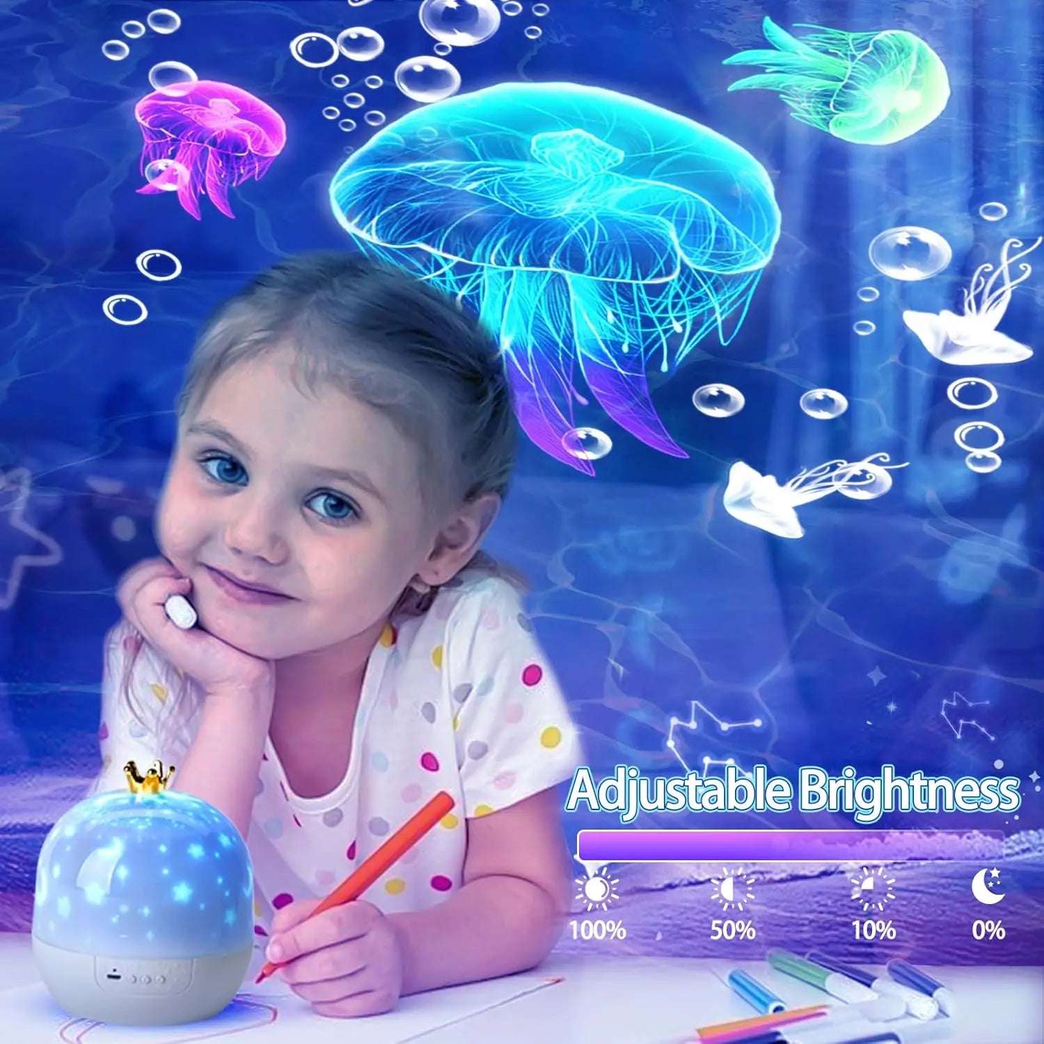 Galaxy Projector Night Light for Kids – Solar System Star Ceiling Lamp, 360° Rotating, 21 Slide Films, USB Powered Bedroom Décor