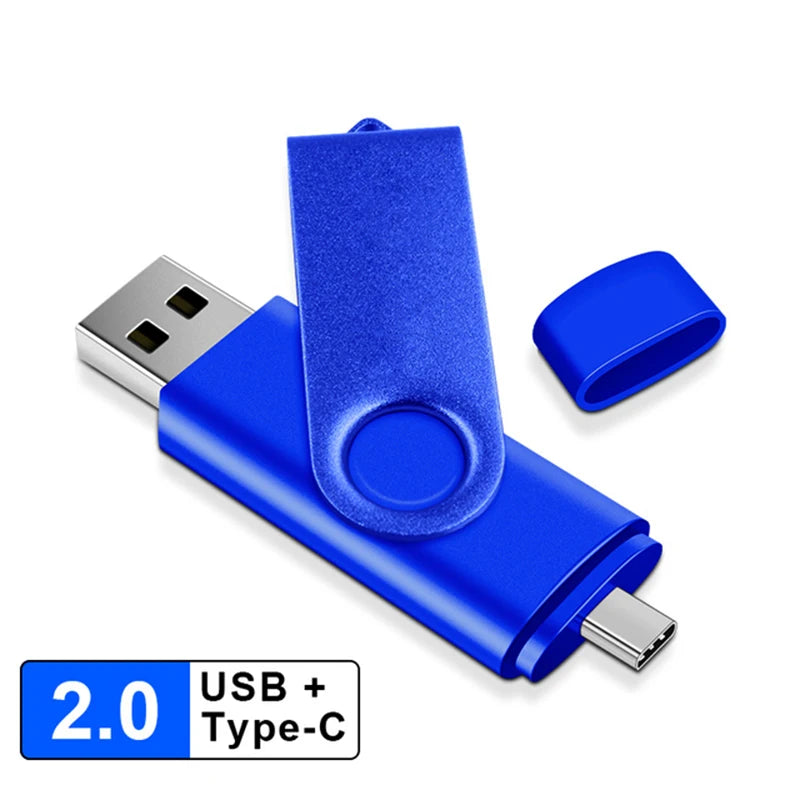 Metal 2-in-1 USB-C & USB-A OTG Flash Drive – Dual Memory Stick for Android/PC/Mac (4GB–128GB)