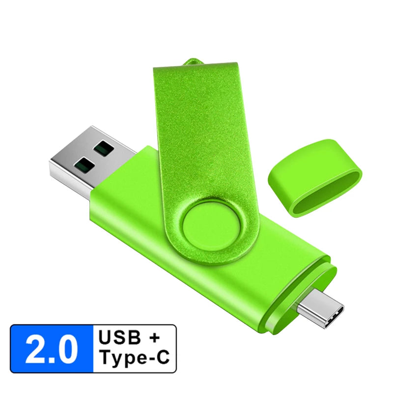 Metal 2-in-1 USB-C & USB-A OTG Flash Drive – Dual Memory Stick for Android/PC/Mac (4GB–128GB)