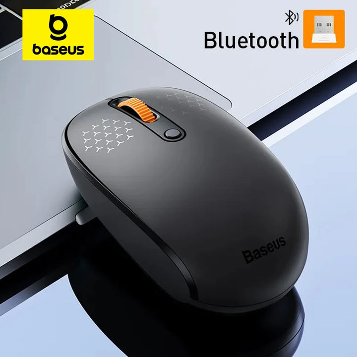 Baseus F01B Wireless Mouse – Bluetooth 5.0 & 2.4G Dual-Mode, Silent Click, 1600 DPI for MacBook, iPad, Laptop & PC