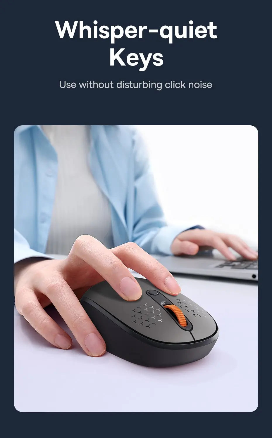 Baseus F01B Wireless Mouse – Bluetooth 5.0 & 2.4G Dual-Mode, Silent Click, 1600 DPI for MacBook, iPad, Laptop & PC