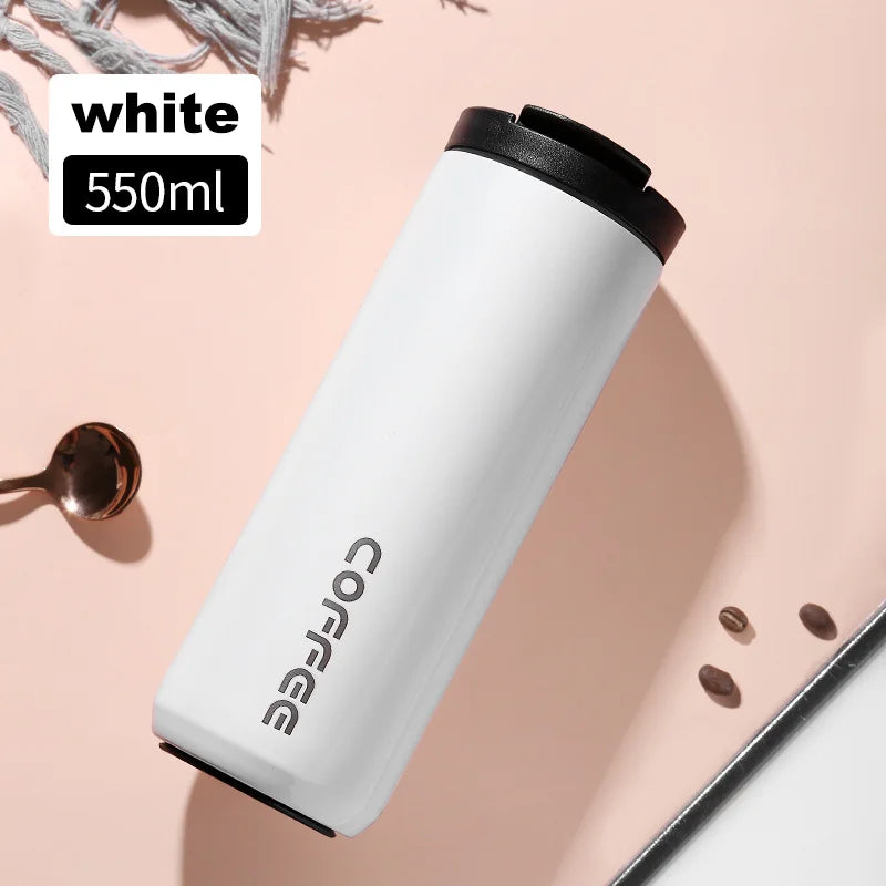 400ml Vacuum Insulated Coffee Mug – 304 Stainless Steel Leak-Proof Travel Thermos Cup with Lid, Portable Water Bottle for Hot & Cold Drinks (Great Gift)